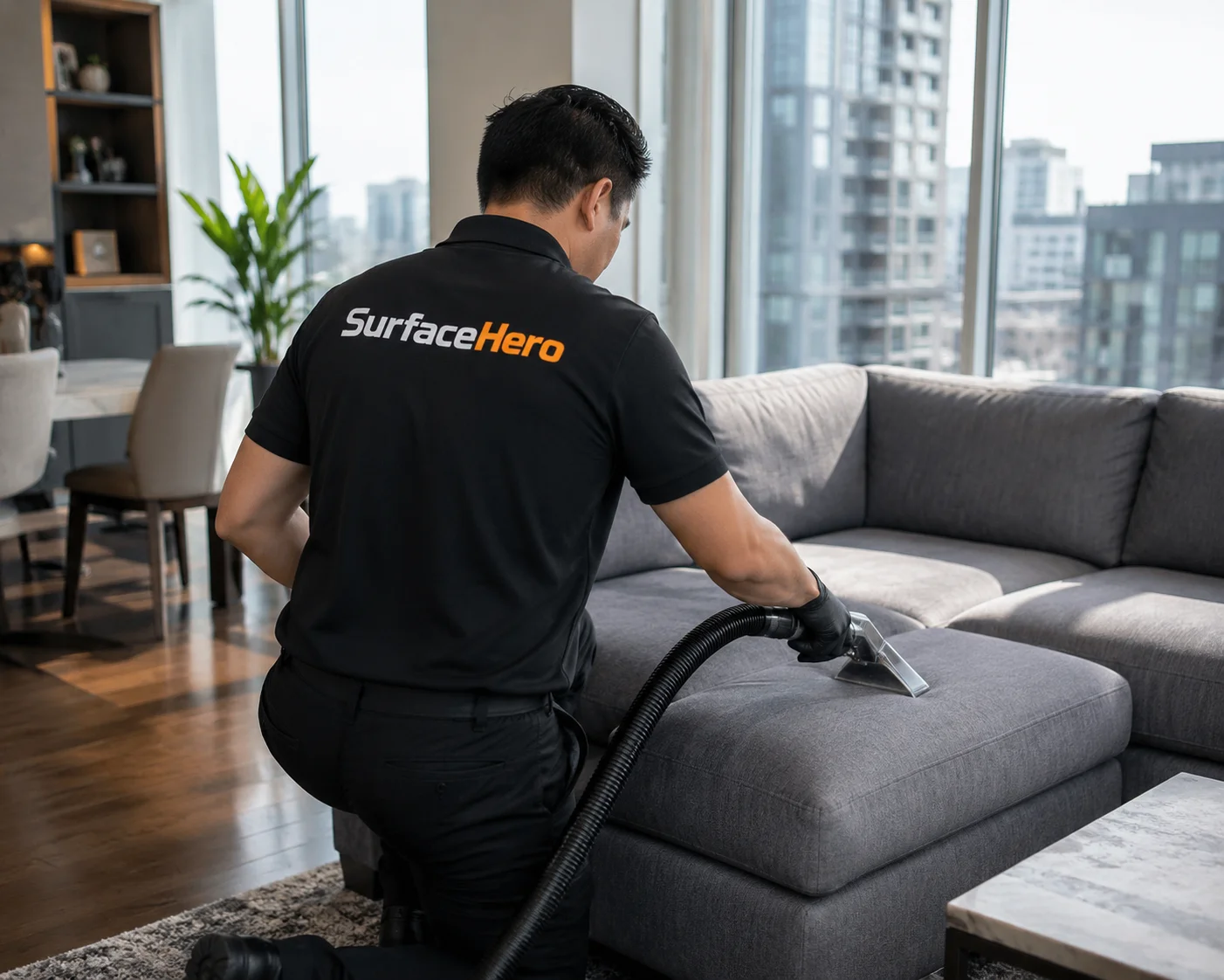 SurfaceHero specialist working on sofa in Montreal